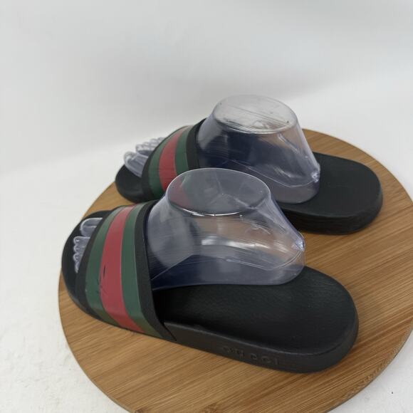 Gucci Web Rubber Slides Pool Red Green Black Colorblock Beach 308234 Mens 9